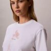 Tricou drept cu logo floral Tricou drept cu logo floral