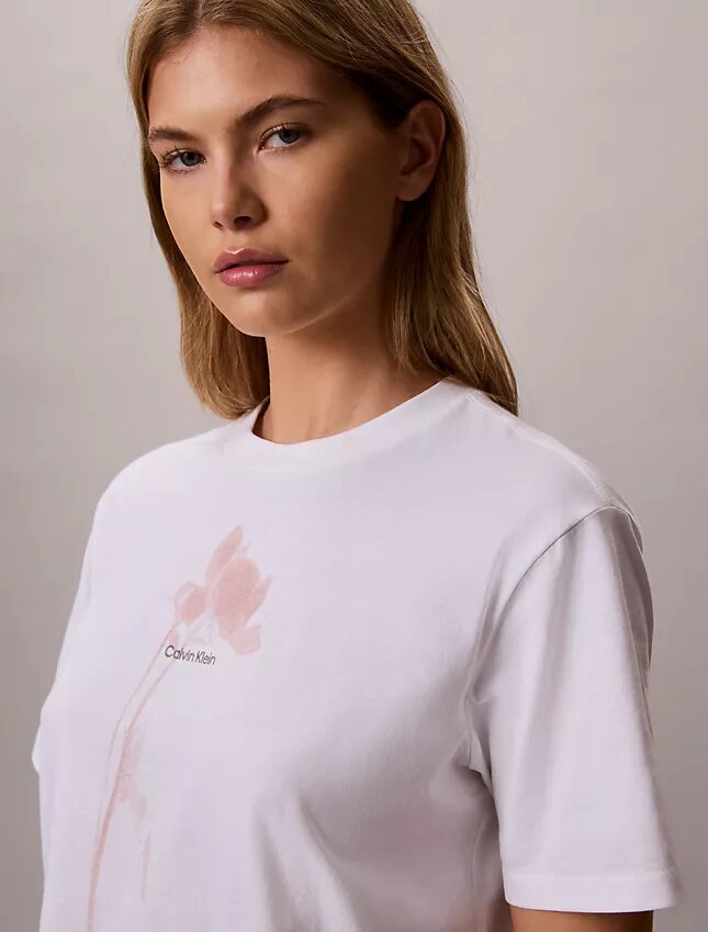 Tricou drept cu logo floral Tricou drept cu logo floral
