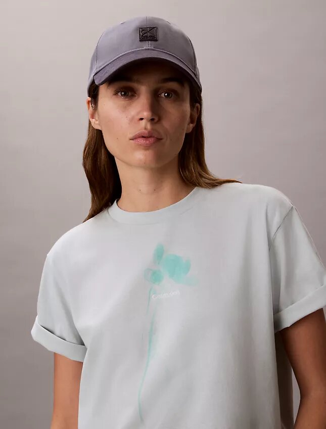Tricou drept cu logo floral Tricou drept cu logo floral