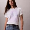 Tricou drept cu logo grafic decolorat Tricou drept cu logo grafic decolorat