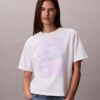 Tricou drept cu logo grafic decolorat Tricou drept cu logo grafic decolorat