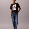Tricou drept cu logo grafic decolorat Tricou drept cu logo grafic decolorat