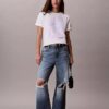 Tricou drept cu logo grafic decolorat Tricou drept cu logo grafic decolorat