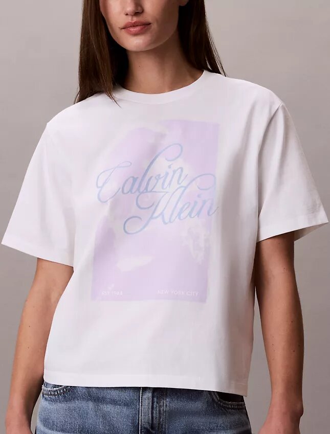 Tricou drept cu logo grafic decolorat Tricou drept cu logo grafic decolorat