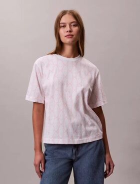 Tricou drept cu monogramă pe toată suprafața