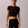 Tricou fără cusături cu emblemă din tricot cu nervuri