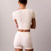 Tricou fără cusături cu emblemă din tricot cu nervuri