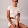 Tricou fără cusături cu emblemă din tricot cu nervuri
