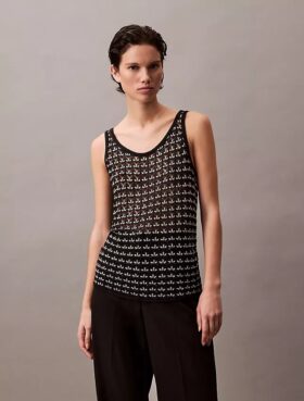 Tricou fără mâneci cu textură jacquard