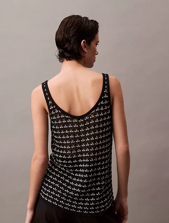 Tricou fără mâneci cu textură jacquard Tricou fără mâneci cu textură jacquard