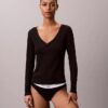 Tricou Henley din bumbac Cotton Stretch cu nervuri