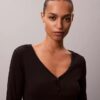 Tricou Henley din bumbac Cotton Stretch cu nervuri