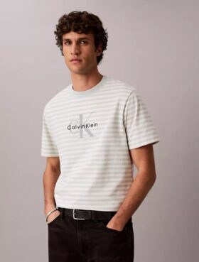 Tricou lejer cu dungi și Monogram