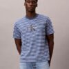 Tricou lejer cu dungi și Monogram Tricou lejer cu dungi și Monogram