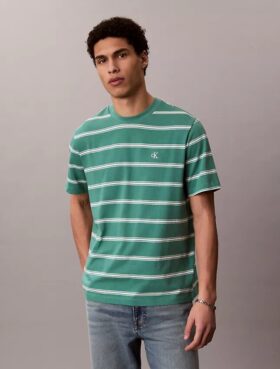 Tricou lejer cu dungi și Monogram