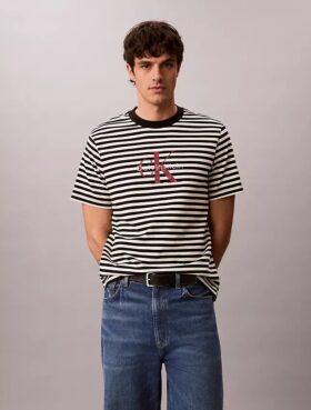 Tricou lejer cu dungi și Monogram