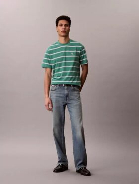 Tricou lejer cu dungi și Monogram