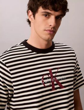Tricou lejer cu dungi și Monogram