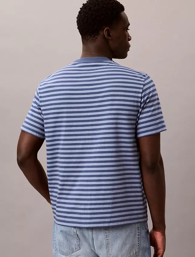 Tricou lejer cu dungi și Monogram Tricou lejer cu dungi și Monogram