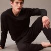 Tricou negru de dormit cu guler rotund CK Black