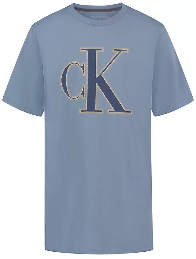 Tricou pentru băieți cu logo Monogram cusut cu cusătură lanț Tricou pentru băieți cu logo Monogram cusut cu cusătură lanț