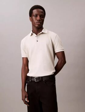 Tricou polo clasic cu țesătură tip waffle
