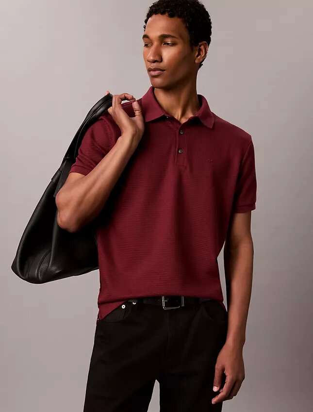 Tricou polo clasic cu țesătură tip waffle Tricou polo clasic cu țesătură tip waffle
