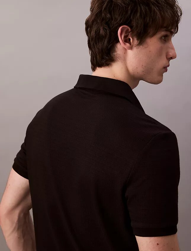 Tricou polo clasic cu țesătură tip waffle Tricou polo clasic cu țesătură tip waffle