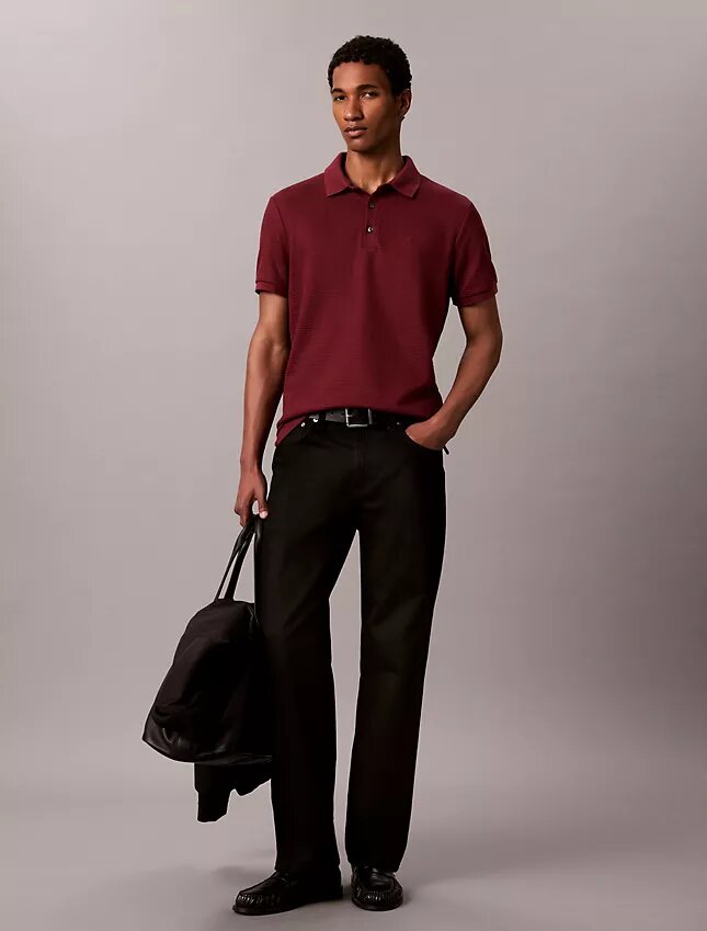 Tricou polo clasic cu țesătură tip waffle Tricou polo clasic cu țesătură tip waffle