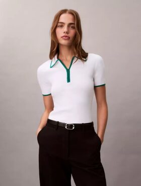 Tricou polo clasic cu fermoar pe un sfert
