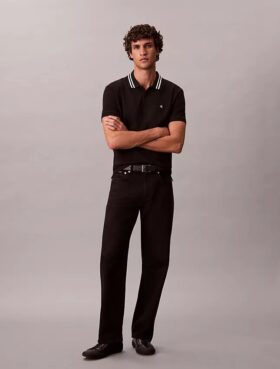 Tricou polo clasic cu monogramă și vârfuri din piqué