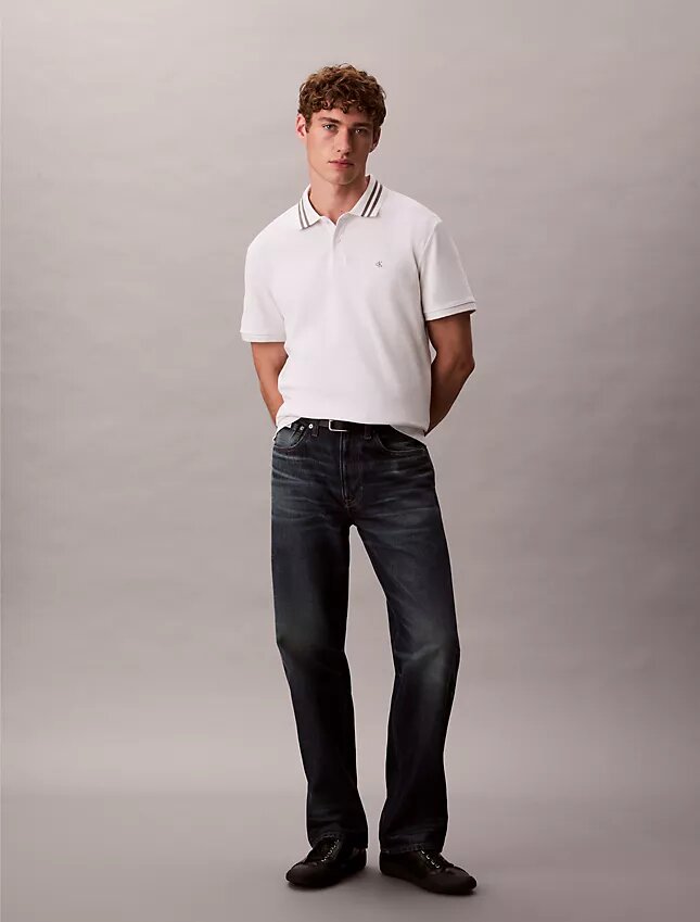 Tricou polo clasic cu monogramă și vârfuri din piqué Tricou polo clasic cu monogramă și vârfuri din piqué