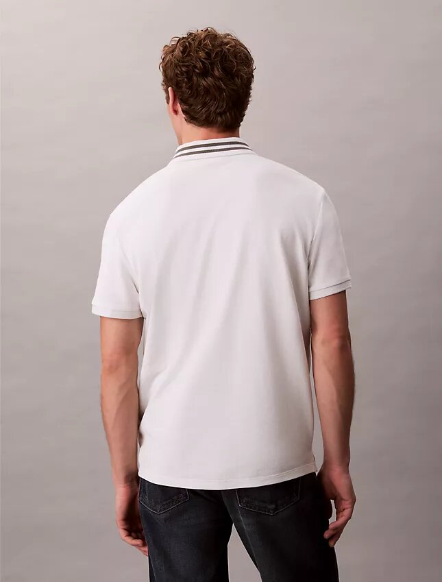 Tricou polo clasic cu monogramă și vârfuri din piqué Tricou polo clasic cu monogramă și vârfuri din piqué
