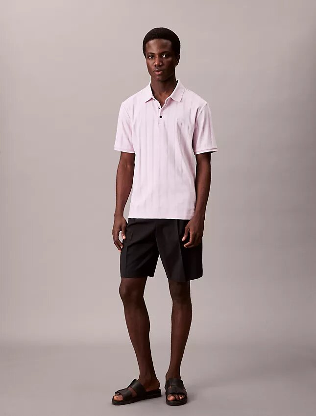 Tricou polo clasic cu nervuri variate Tricou polo clasic cu nervuri variate