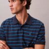 Tricou polo clasic din bumbac piqué cu dungi