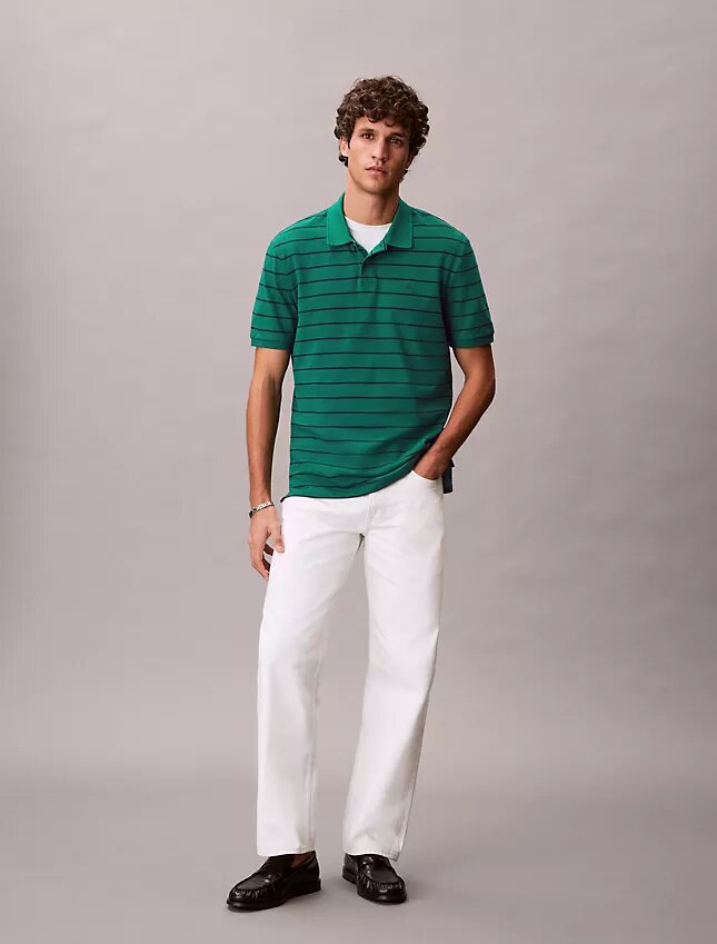 Tricou polo clasic din bumbac piqué cu dungi Tricou polo clasic din bumbac piqué cu dungi