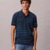 Tricou polo clasic din bumbac piqué cu dungi