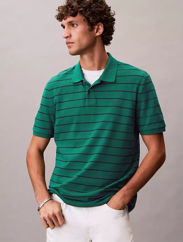 Tricou polo clasic din bumbac piqué cu dungi Tricou polo clasic din bumbac piqué cu dungi