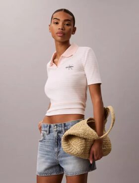Tricou polo cu dungi și nervuri Monologo