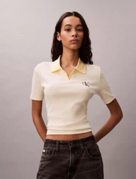 Tricou polo cu dungi și nervuri Monologo