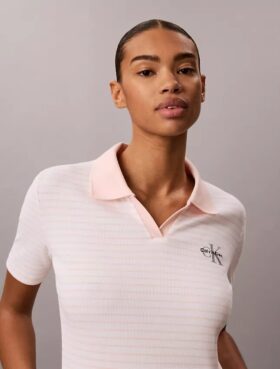 Tricou polo cu dungi și nervuri Monologo