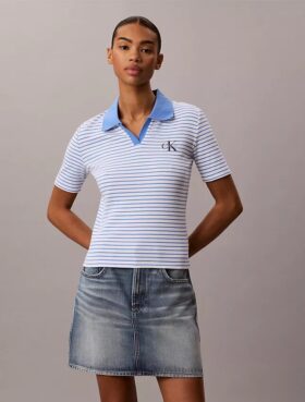 Tricou polo cu dungi și nervuri Monologo