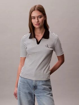 Tricou polo cu dungi și nervuri Monologo
