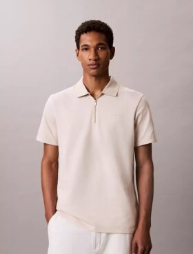 Tricou polo cu fermoar și model în zig-zag
