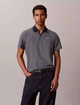 Tricou polo cu fermoar și model în zig-zag