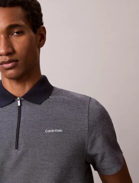 Tricou polo cu fermoar și model în zig-zag
