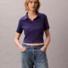Tricou polo din bumbac cu contur rib