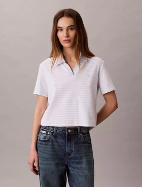 Tricou polo din bumbac cu contur rib