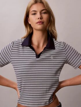Tricou polo din bumbac cu contur rib