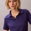 Tricou polo din bumbac cu contur rib